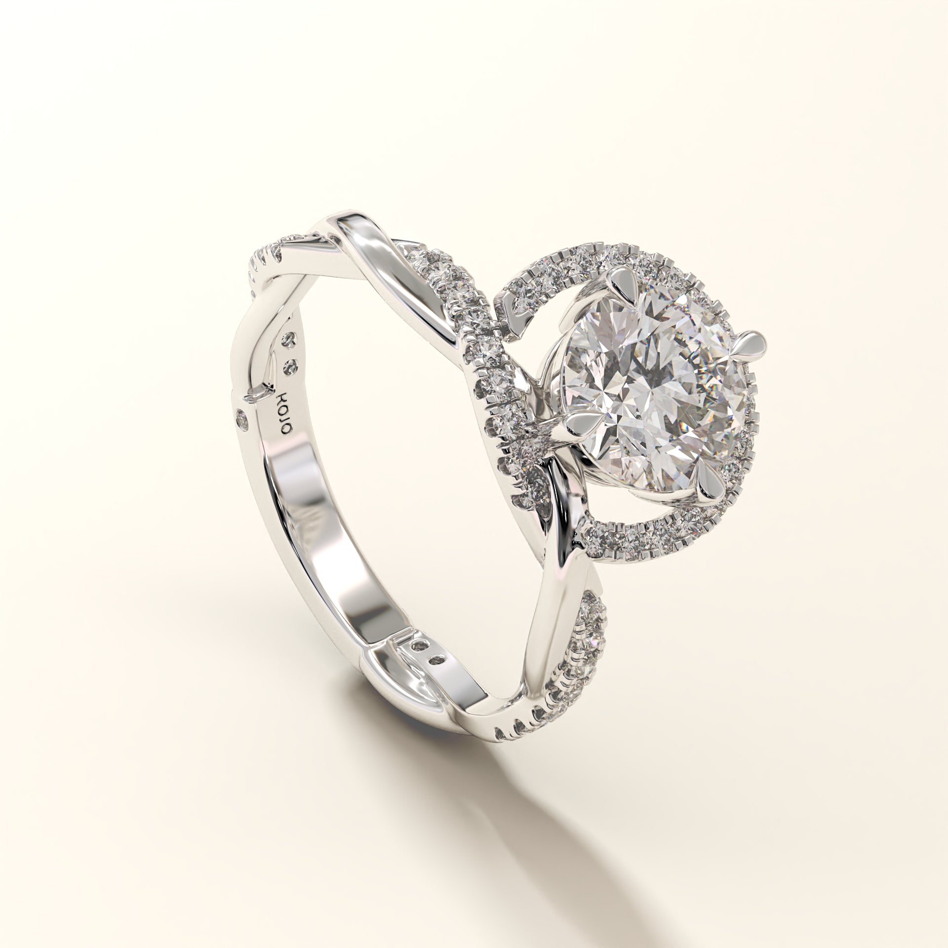 Halo Twine 2.49 Carat Round Diamond Ring