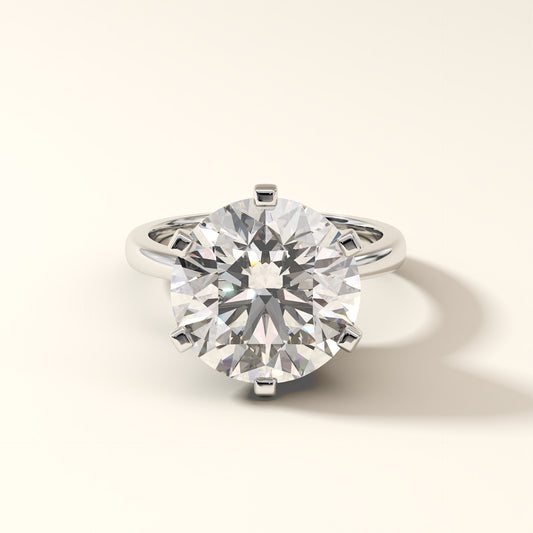 7.36 Carat Round-Cut lab grown diamond ring in white gold.