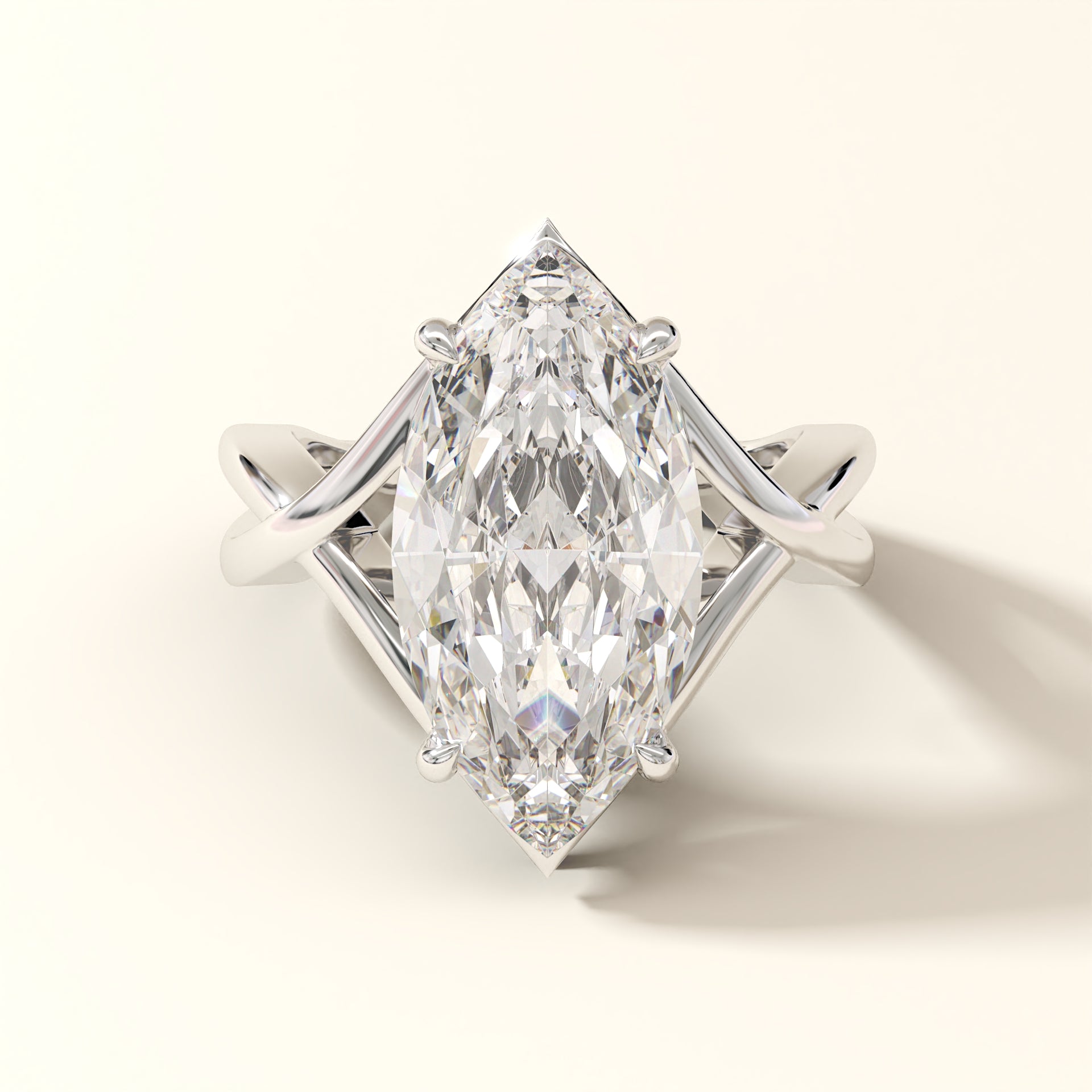 Aurelia Crest marquise cut lab grown diamond solitaire ring in white gold