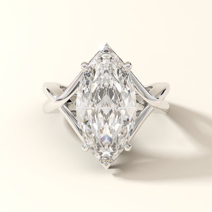 Aurelia Crest marquise cut lab grown diamond solitaire ring in white gold