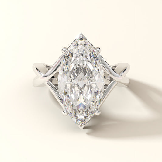 Aurelia Crest marquise cut lab grown diamond solitaire ring in white gold