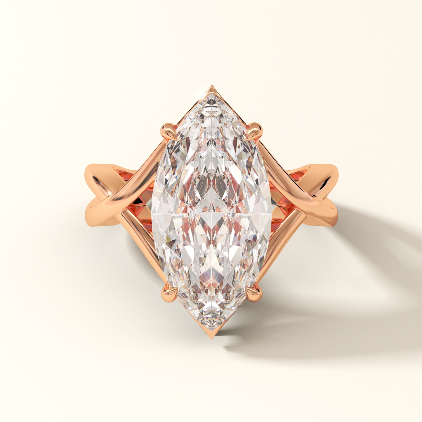 Aurelia Crest marquise cut lab grown diamond engagement ring in rose gold