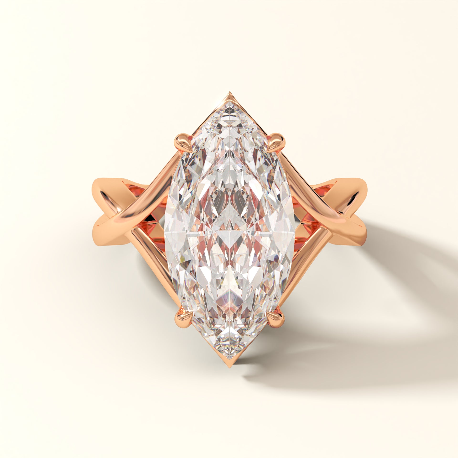 Aurelia Crest marquise cut lab grown diamond engagement ring in rose gold