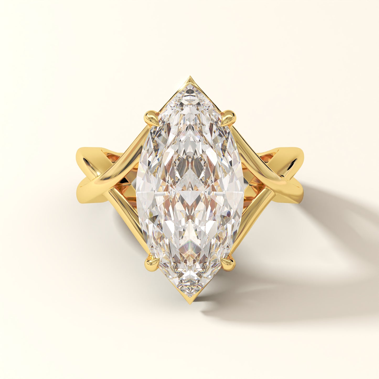 Aurelia Crest 8 carat marquise cut lab grown diamond ring in yellow gold