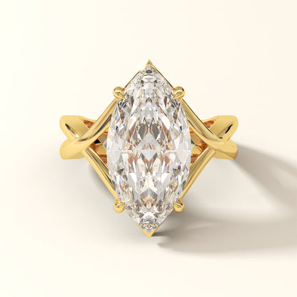Aurelia Crest 8 carat marquise cut lab grown diamond ring in yellow gold